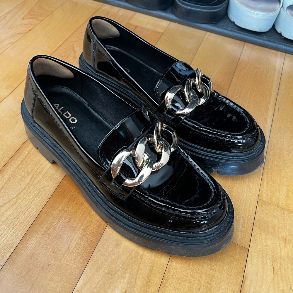 Aldo Black Platform Loafers